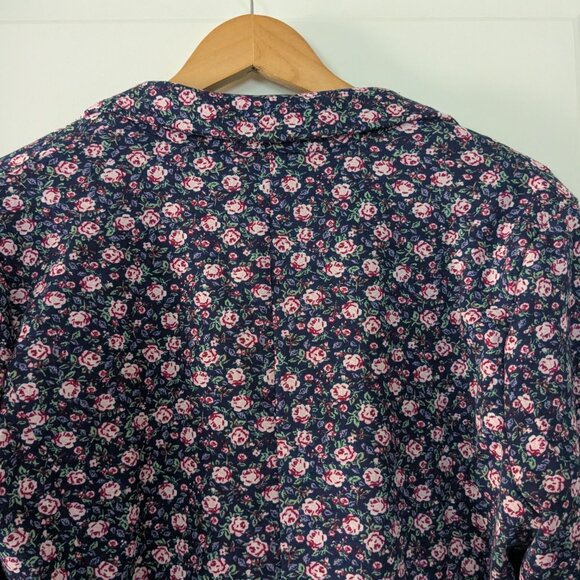 Lauren Conrad Blazer Women's Large Blue Pink Floral Roses Fitted One-Button LC - Picture 14 of 16